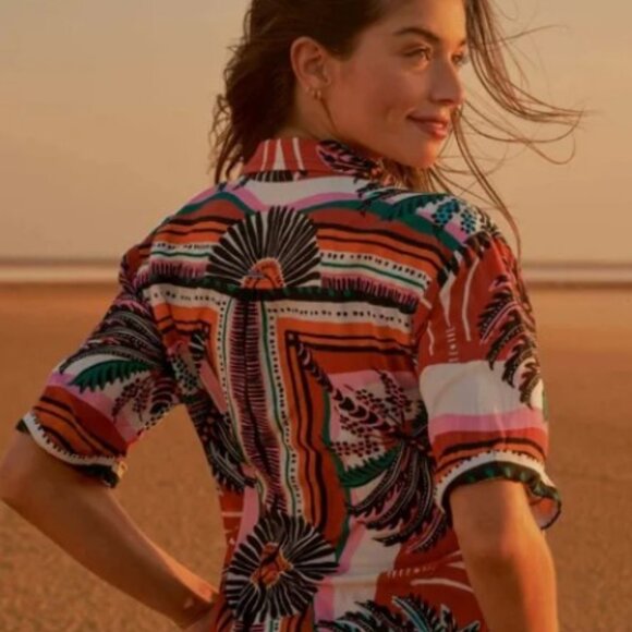 Maaji Eclectic Palms Saona Shirt Women’s Tropical Button Down Cover-Up SZ L NWT - Picture 2 of 10